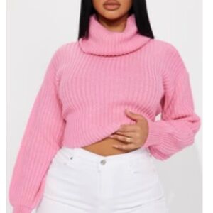 Fashion Nova Vibrant Pink Cowl Neck Sweater